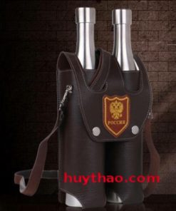 Bộ bình inox đựng rượu sinh đôi cccp logo vàng cao cấp 2x28oz